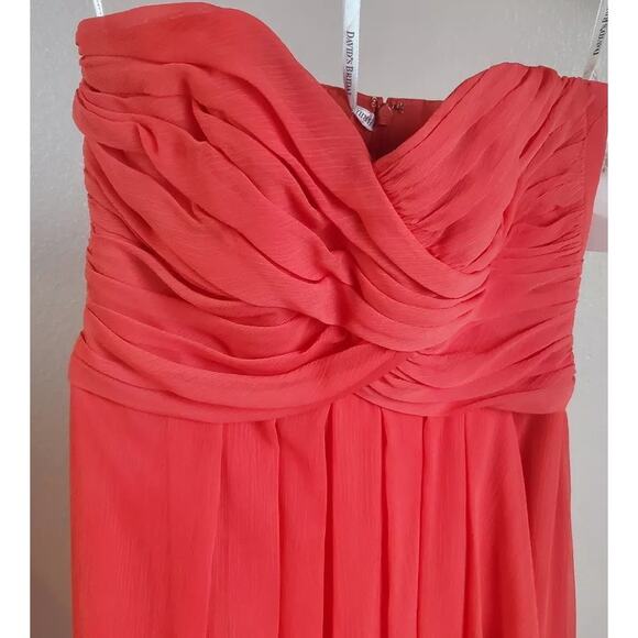 David's Bridal bridesmaid prom dress size 6 coral Chiffon Sweetheart Layered - Picture 8 of 11